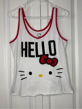 Hello Kitty White Tank Top with Red Trim Sleepwear L